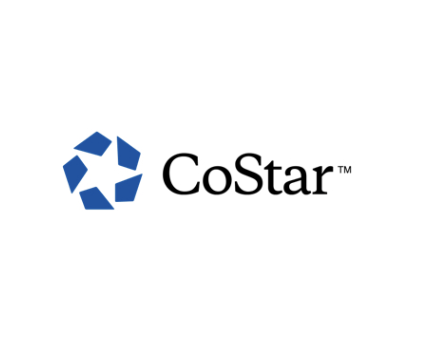 CoStar logo on a white background, featuring a blue geometric star-shaped icon beside the word “CoStar” in black serif text.